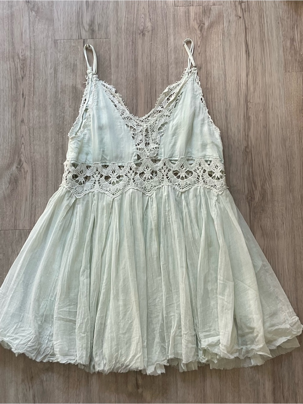 Free People Boho Mint Green IIEKTRA Pleated Mini Dress Size Medium